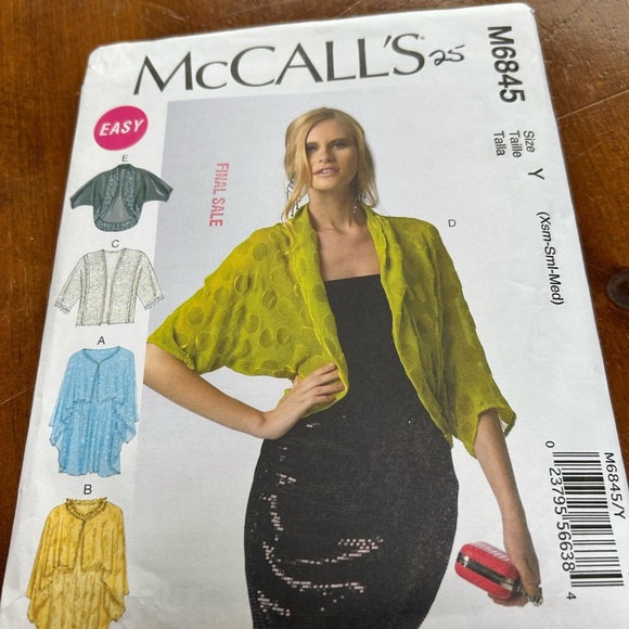 McCalls M6845 for wraps and jackets - exsm- sm- med- uncut - Picture 3 of 9